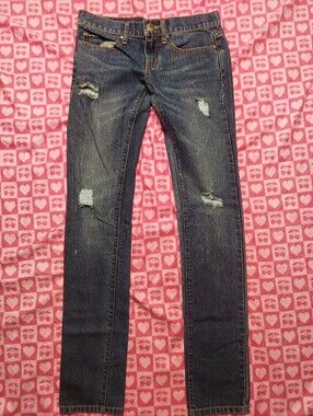 Y2K Abbey Dawn Avril Lavigne Blue Jean Pants W/ Star Design Pockets